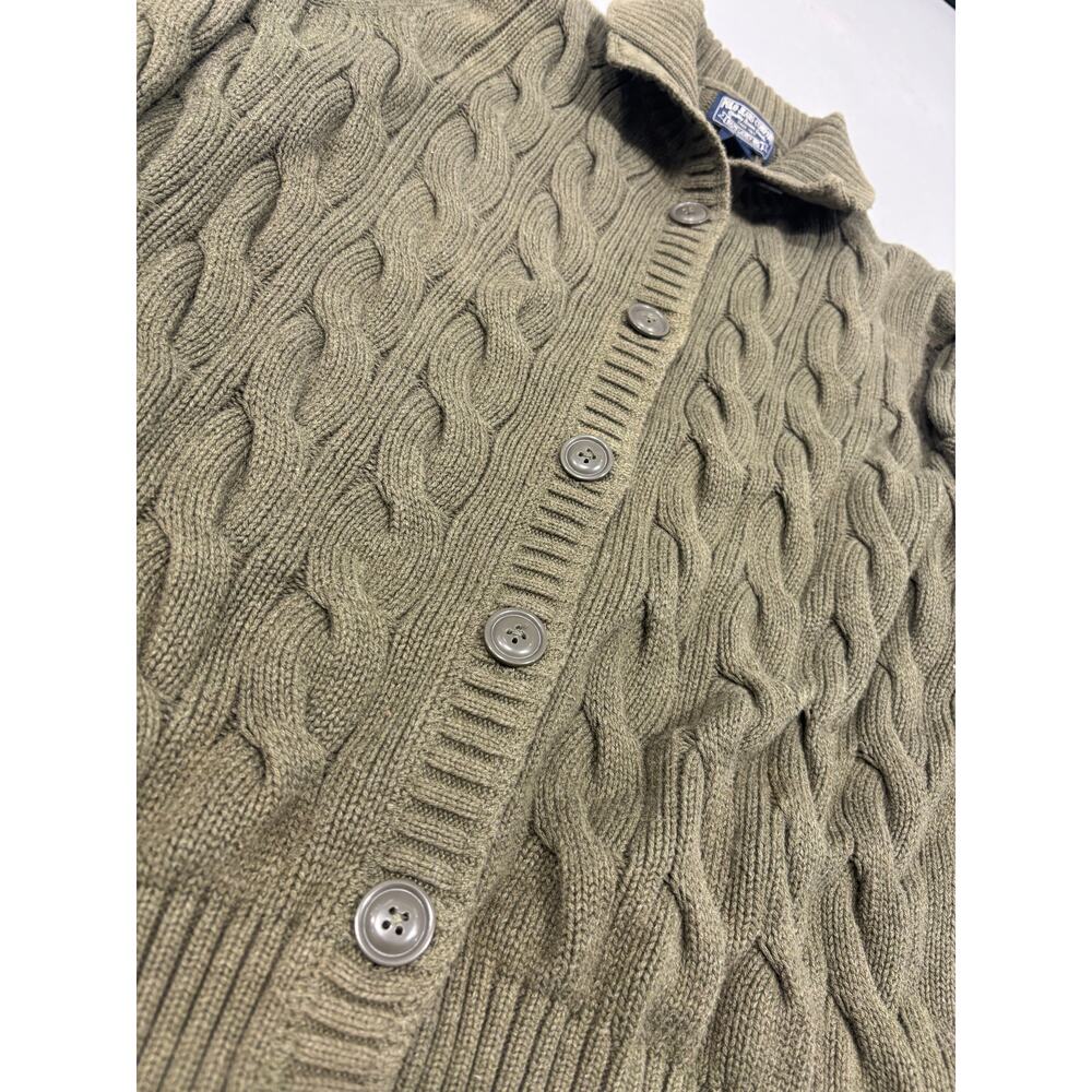 Polo Jeans Co Ralph Lauren Women’s XL Cable Knit Cardigan Green Sweater - Picture 2 of 8